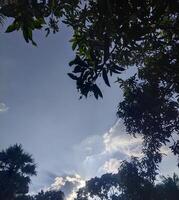 skön se, solljus genom vit moln och blå himmel foto