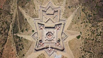 antenn Drönare se av de graca fort, garnison gräns stad av elvas och dess befästningar. unesco värld arv portugal. historisk webbplats. turistiska destination för högtider. alentejo, elvas. foto