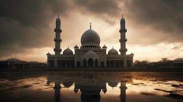 skön moské under de blå himmel, islamic arkitektur design foto