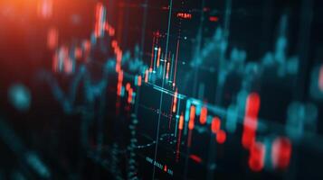 marknadsföra lager eller valuta handel Graf och ljusstake Diagram idealisk för finansiell investera. ekonomisk trender bakgrund för företag begrepp och konstverk design foto