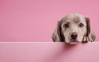 hund, kärlek din sällskapsdjur dag, baner, hälsning kort, social media, rosa bakgrund foto