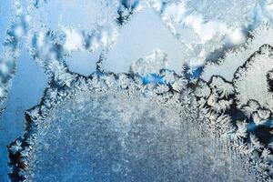 frost textur på frysta glas i vinter. foto