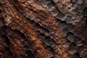 ai genererad sömlös textur bakgrund brun orm läder foto