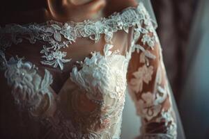 ai genererad hög kvalitet Foto av bröllop klänning för brud.