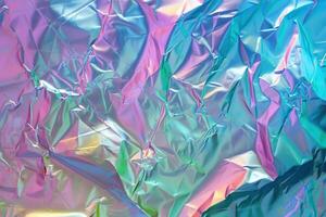 ai genererad holografiska regnbåge folie med textur i olika färger. foto