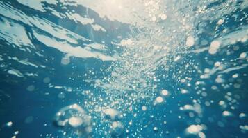 ai genererad ser upp på de yta av de hav från Nedan som luft bubblor flyta förbi foto
