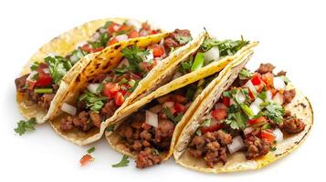 ai genererad utsökt taco mexikansk mat isolerat över vit utsökt taco mexikansk mat isolerat över vit foto