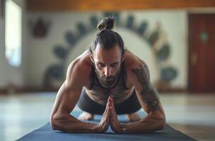 ai genererad fokuserade yoga öva foto