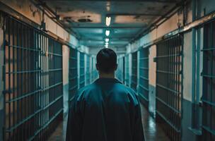 ai genererad fängelse korridor perspektiv foto