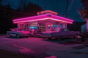 neon glöd retro diner foto