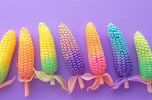 flerfärgad majs kolvar rada upp foto