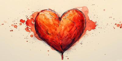 ai genererad konst illustration av en hjärta symbol av kärlek för en modern romantisk hjärtans dag gåva foto