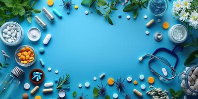 ai genererad eco medicin tema för hälsa med organisk piller foto