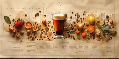 ai genererad bakgrund tema med kaffe i modern stil för Kafé eller Hem design foto