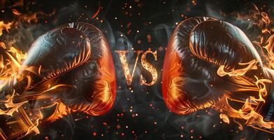 konfrontation tema med boxning stridande handskar på brand foto