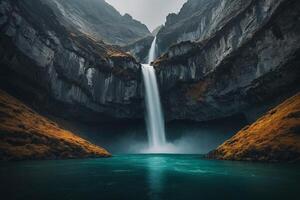 en vattenfall är strömmande in i de vatten foto
