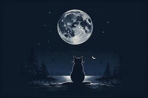 en katt Sammanträde på en kulle ser på de måne foto