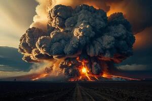 en stor explosion är sett i de himmel foto
