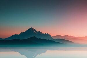 en berg räckvidd med en solnedgång i de bakgrund foto