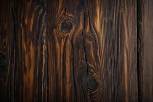 ai genererad trä- textur bakgrund med mörk brun trä spannmål foto