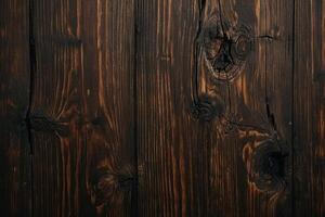 ai genererad trä- textur bakgrund med mörk brun trä spannmål foto