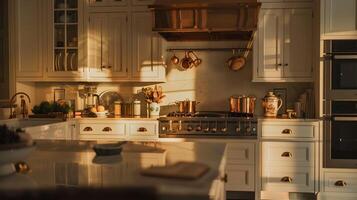 mysigt och elegant vintage-inspirerad kök med rustik charm och modern bekvämligheter foto