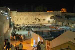 jerusalem gammal stad på solnedgång, israel. Västra vägg. hög kvalitet Foto