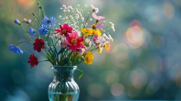 en färsk bukett av mång färgad blommor foto