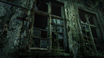 övergiven gammal byggnad mörk och läskigt foto