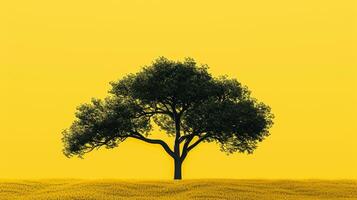 abstrakt natur grön träd silhuett på gul foto