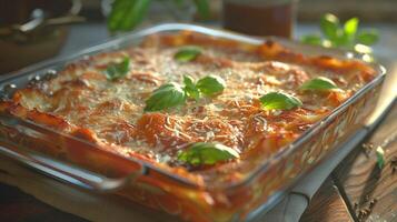 bakad lasagne med gourmet italiensk bolognese foto