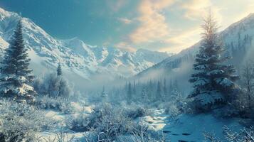 skön vinter- natur landskap Fantastisk berg foto