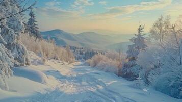 skön vinter- natur landskap Fantastisk berg foto