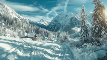 skön vinter- natur landskap Fantastisk berg foto