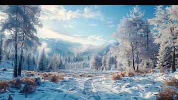 skön vinter- natur landskap Fantastisk berg foto