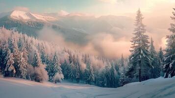 skön vinter- natur landskap Fantastisk berg foto