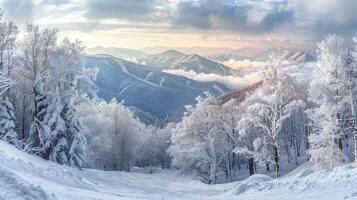 skön vinter- natur landskap Fantastisk berg foto