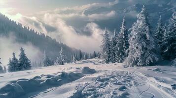 skön vinter- natur landskap Fantastisk berg foto