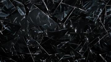 svart bakgrund med krossade glas textur foto