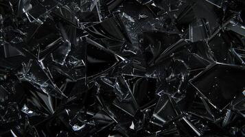 svart bakgrund med krossade glas textur foto