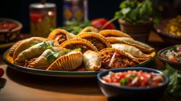 gott kryddad kött empanadas. argentine empanadas. neuralt nätverk foto