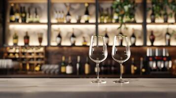restaurang bar med tom vin glas prototyper för vin provsmakning evenemang foto