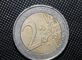 makrobilder av euromynt bakgrund 2 euromynt Tillverkningsår 2002 land Grekland högkvalitativa stora utskrifter foto