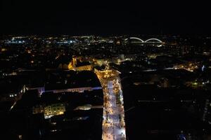 stad fyrkant i de skön novi ledsen, för de ny år i de natt. serbia foto