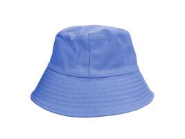 blå hink hatt isolerat på en vit bakgrund foto