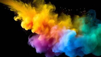 färgrik rök bakgrund, konst, magi explosion foto