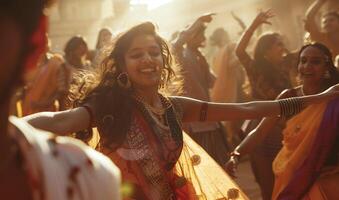 skön indisk flicka dansare av indisk klassisk dansa i festival foto