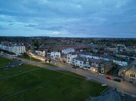 antenn se av walmer strand och hav se under soluppgång, kent, England förenad rike. april 21:a, 2024 foto