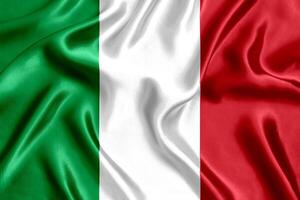 flagga av Italien silke närbild foto
