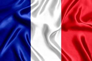 flagga av Frankrike silke närbild foto